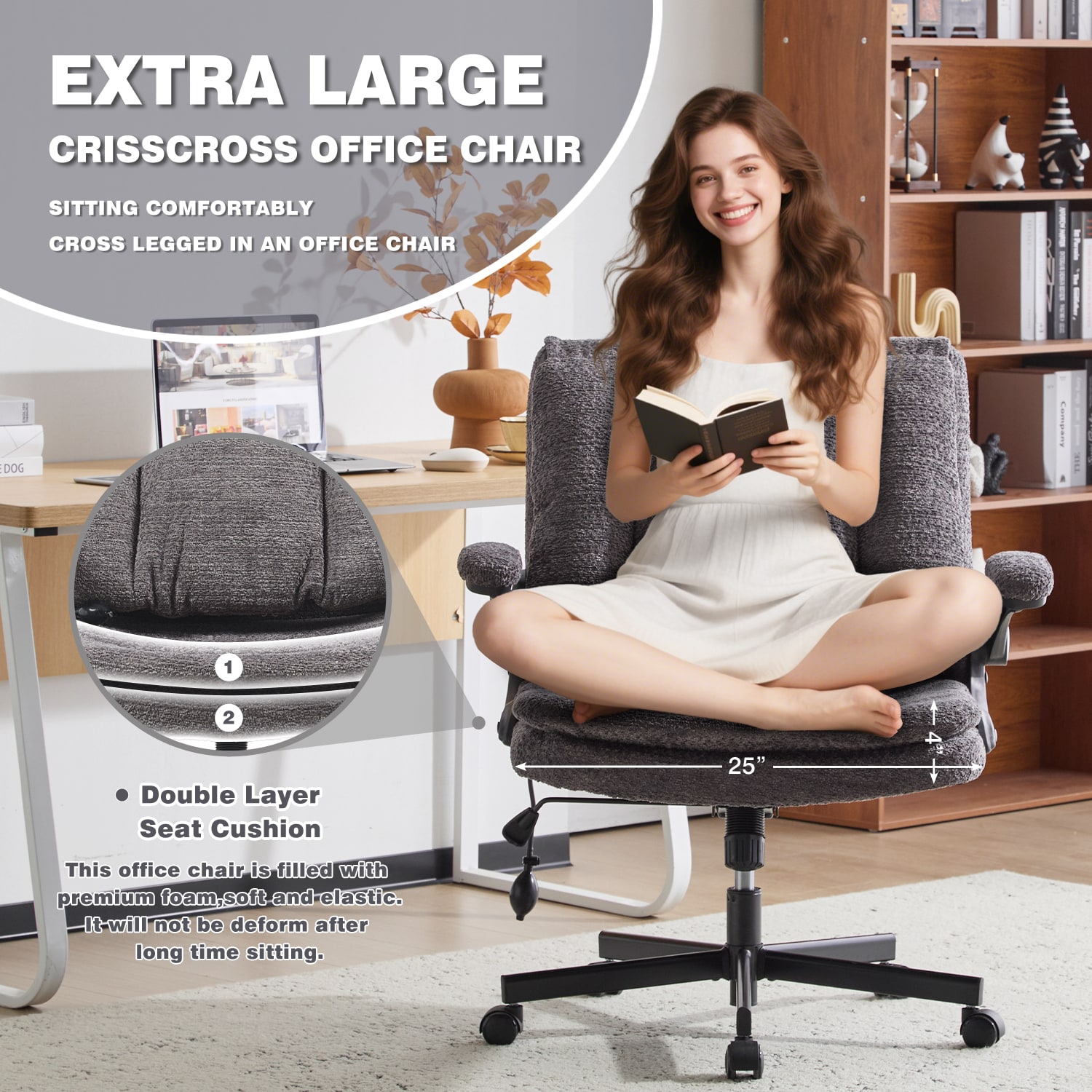 Ergonomic Office Chair With Airbag Lumbar Support And Flip Armrests_voghion.com